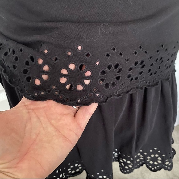 DEREK LAM IO CROSBY Black Sleeveless Cotton Dress with Lace Hem M - Picture 7 of 16